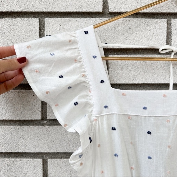 Self Contrast Nina Open Back White Midi Dress NWT Swiss Dot Flutter Sleeve - Picture 9 of 13